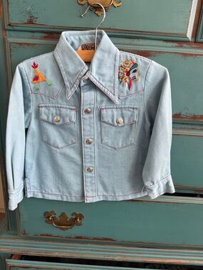 Vintage Toddler Boy Collared Denim Shirt 3T